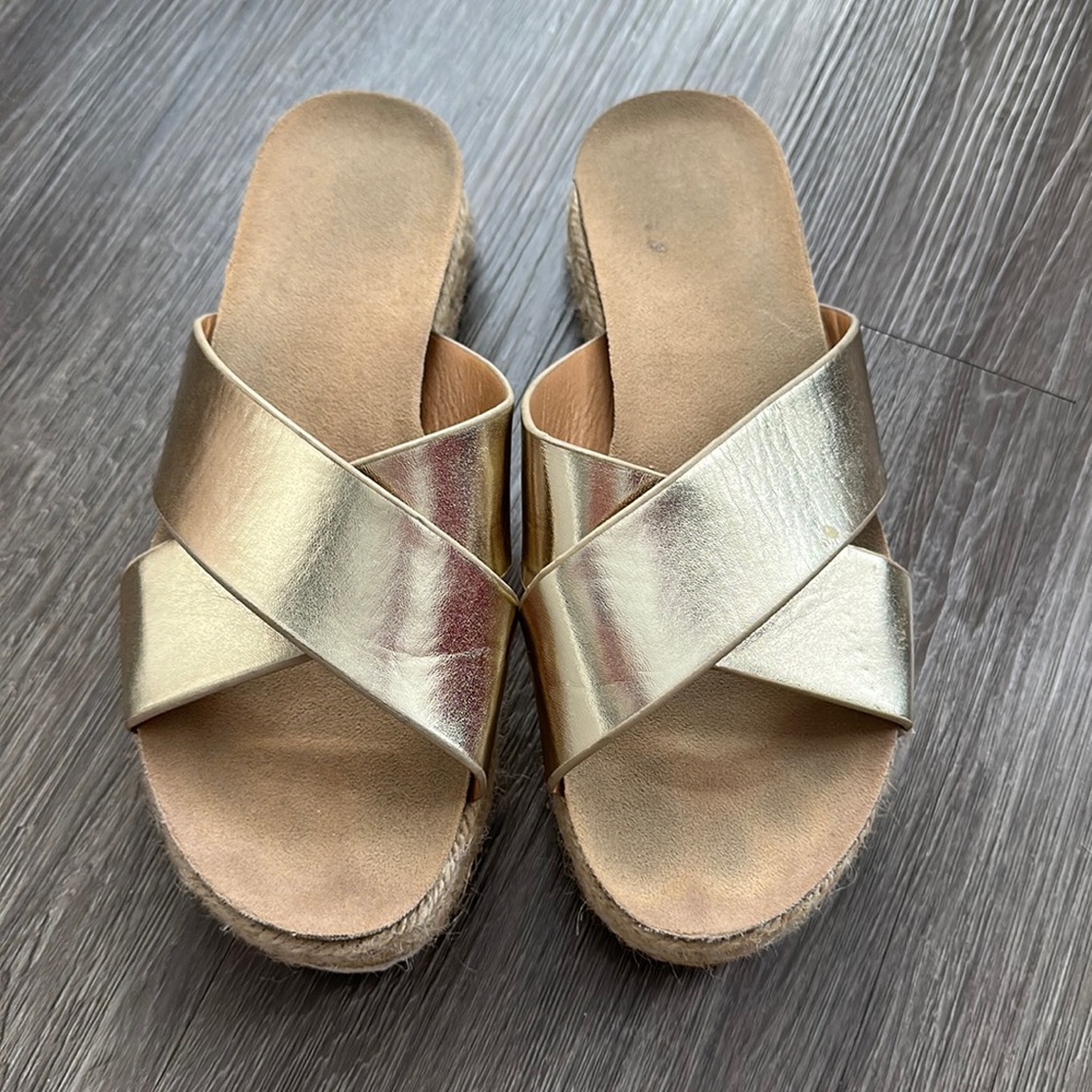 Gold platform sandals